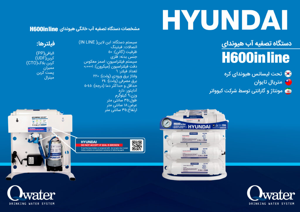 مشخصات کامل دستگاه تصفیه آب هیوندای H600 اینلاین